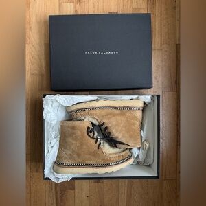 Freda Salvador Winnie Moccasin Boot, Hazel Suede, 7.5